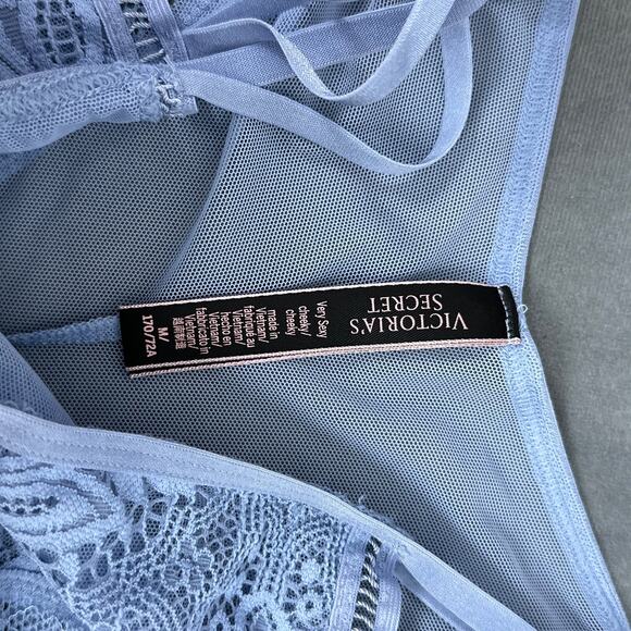 Victoria's Secret Very Sexy Cheeky Panty Size Medium Blue Strappy Mesh Lace - Picture 7 of 9